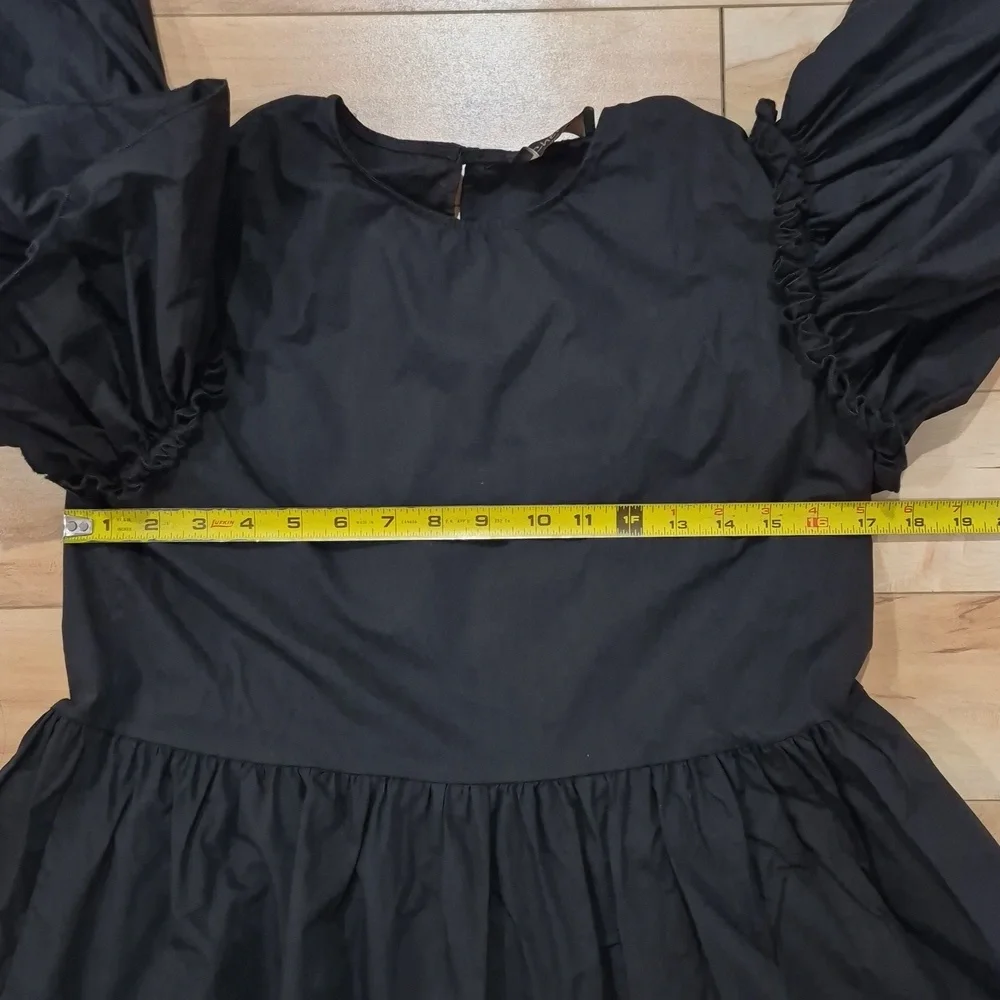 Chepe Women's Size Small Black Puff-Sleeve Dress - Picture 6 of 7